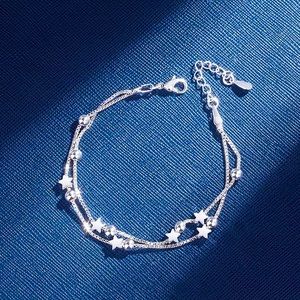 Silver Plated Double Strand Star Bracelet NWOT